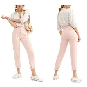 Free People We The Free High-Waist Straight Leg Jeans in Soft Pink Size 26